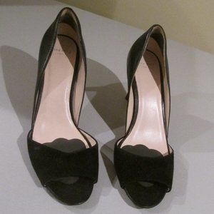 Cole Haan Black Suede Leather Peep Toe Dressy Pump
